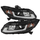 Spyder 12-14 Honda Civic (Excl. 2014 Coupe) Projector Headlights Lgtbr DRL Black PRO-YD-HC12-DRL-BK-2