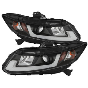 Spyder 12-14 Honda Civic (Excl. 2014 Coupe) Projector Headlights Lgtbr DRL Black PRO-YD-HC12-DRL-BK - 0