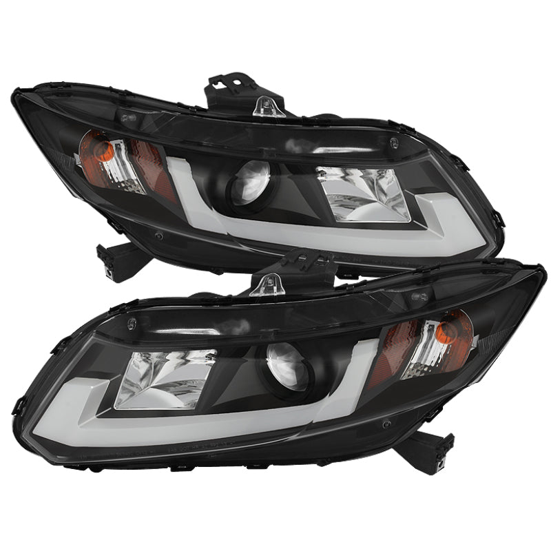 Spyder 12-14 Honda Civic (Excl. 2014 Coupe) Projector Headlights Lgtbr DRL Black PRO-YD-HC12-DRL-BK - 0