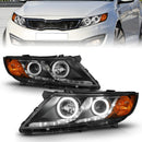ANZO 2011-2013 Kia Optima Projector Headlights w/ Halo Black (CCFL)-2