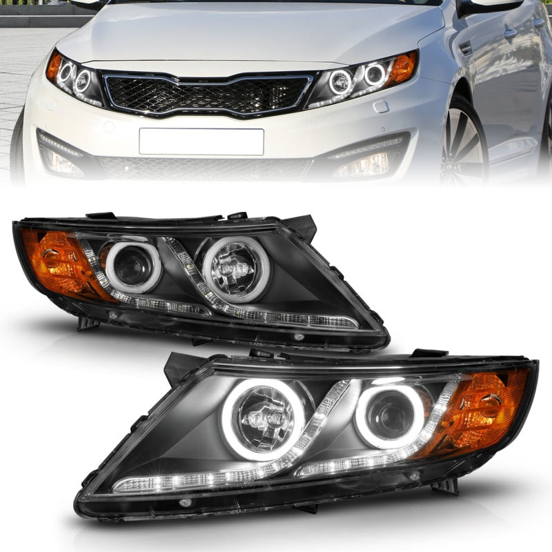 ANZO 2011-2013 Kia Optima Projector Headlights w/ Halo Black (CCFL) - 0