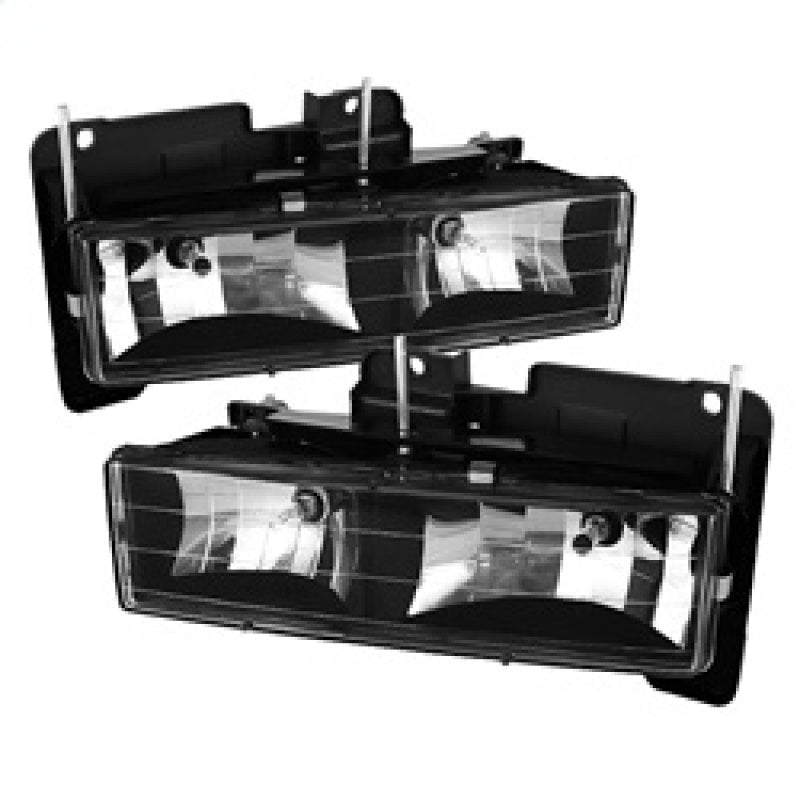 Xtune Chevy Suburban 88-98 Crystal Headlights Black HD-JH-CCK88-BK - 0