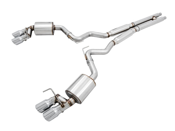 AWE Tuning 2018+ Ford Mustang GT (S550) Cat-Back Exhaust - Touring Edition (Quad Chrome Silver Tips)