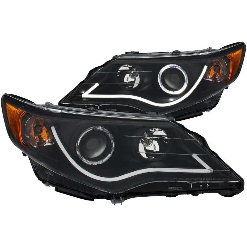 ANZO 2012-2013 Toyota Camry Projector Headlights w/ Halo Black