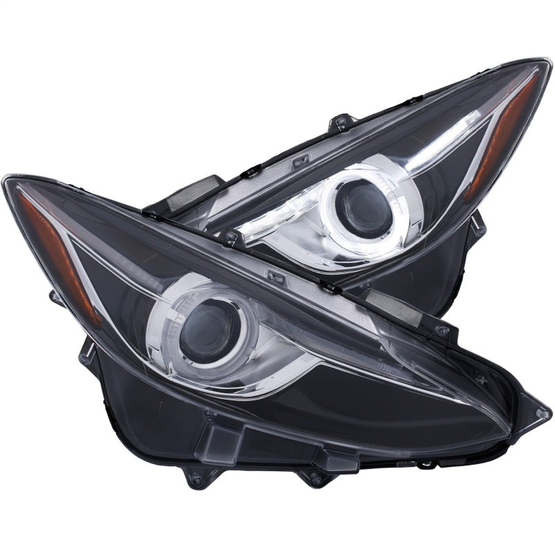 ANZO Projector Headlights With Halo Black w/Amber 14-17 Mazda 3 - 0