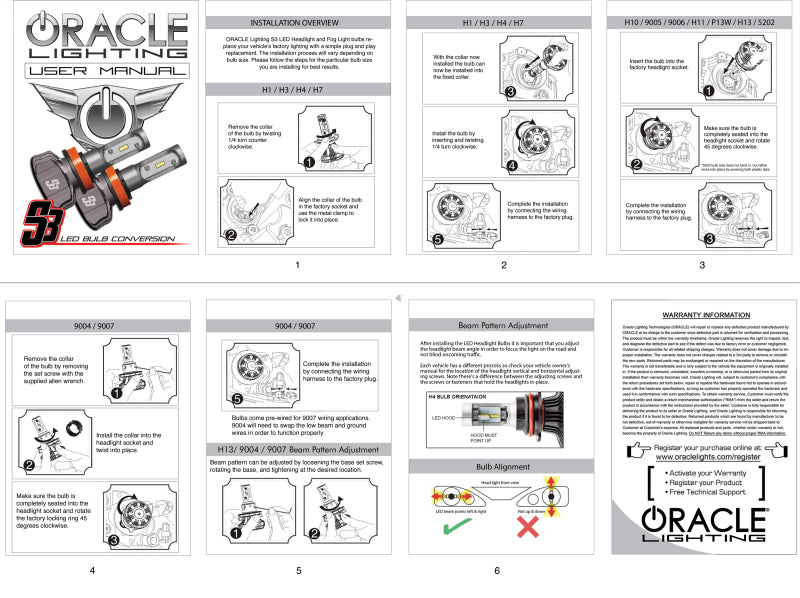 Oracle 9005 - S3 LED Headlight Bulb Conversion Kit - 6000K