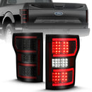 ANZO 18-19 Ford F-150 LED Taillight Black Housing Clear Lens Red Light Bar W/Sequential-1