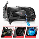 ANZO 94-02 Dodge RAM Crystal Headlight - w/ Light Bar Black Housing-7