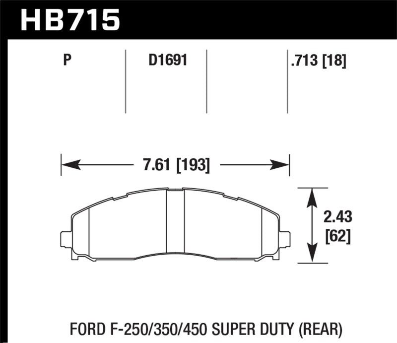 Hawk 2015 Ford F-250/350/450 Super Duty Rear Brake Pads - 0