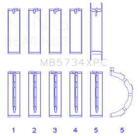 King Engine Bearings Ford 302 CID Coyote (Size STD) Performance Coated Main Bearing Set - Size STD - 0