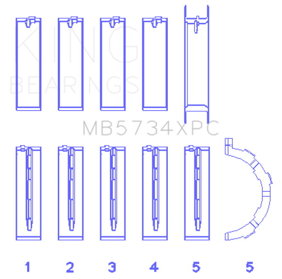 King Engine Bearings Ford 302 CID Coyote (Size STD) Performance Coated Main Bearing Set - Size STD