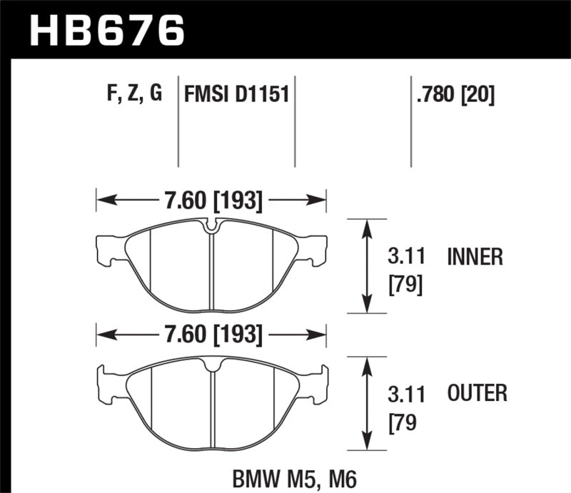 Hawk 06-10 BMW M5/M6 Perf Ceramic Street Front Brake Pads - 0