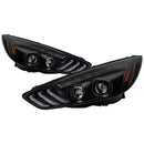 Spyder 15-18 Ford Focus Projector Headlights - Seq Turn Light Bar - Black PRO-YD-FF15-LBSEQ-BK-1