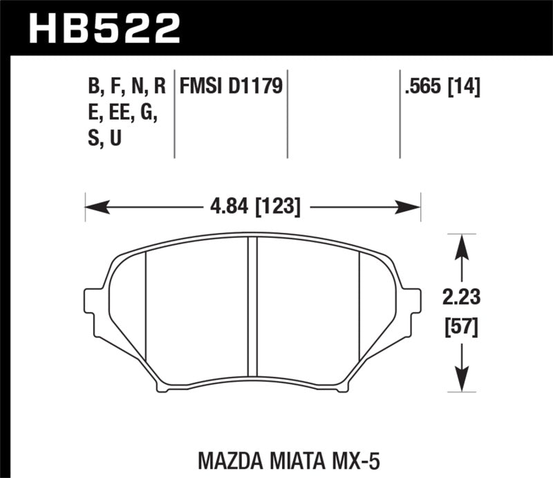 Hawk 06-10 Mazda Miata Mx-5 Front HPS Sreet Brake Pads - 0