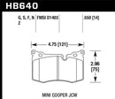 Hawk 09-10 Mini Cooper HP+ Autocross Front Brake Pads-2