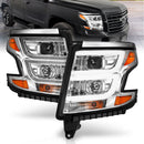 ANZO 2015-2020 Chevy Tahoe Projector Headlights Plank Style Chrome w/DRL-1