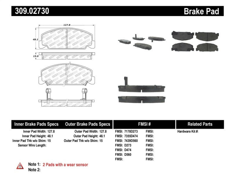 StopTech Performance 93-00 Honda Civic DX w/ Rr Drum Brakes Front Brake Pads - 0