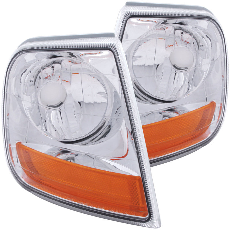 ANZO Corner Lights 1997-2003 Ford F-150 HARLEY - DAVIDSON Style Corner Lights Chrome w/ Amber Rflct - 0