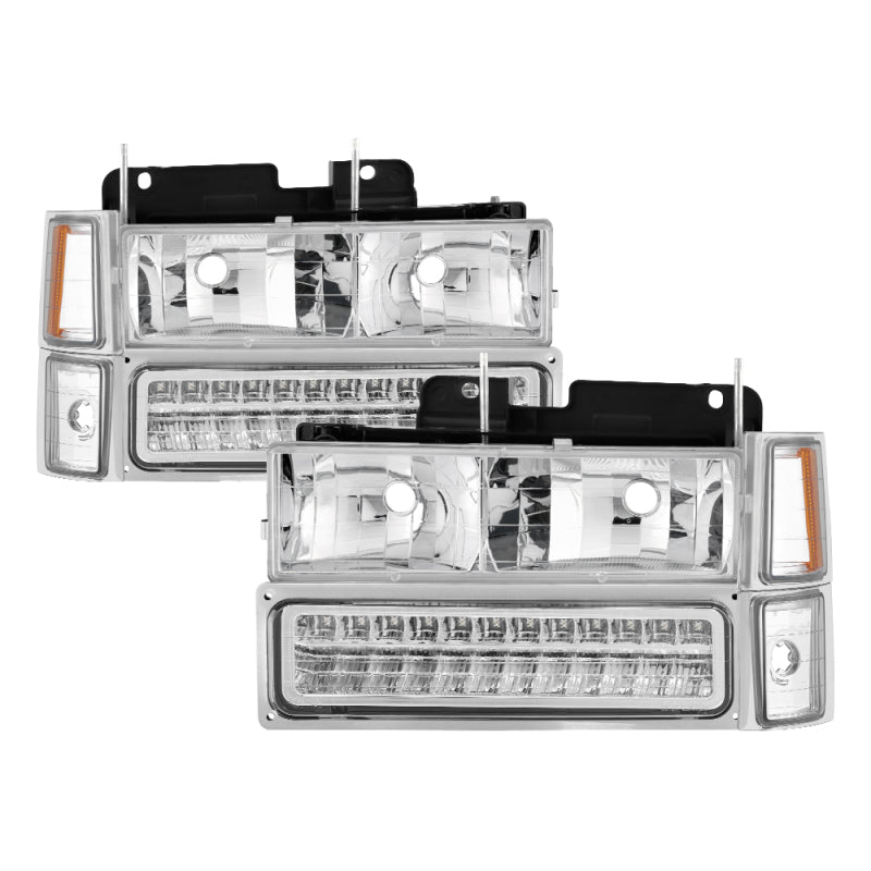 Xtune 92-94 Blazer Full Size Corner/LED Bumper Headlights Chrome HD-JH-CCK88-LED-AM-C-SET - 0