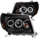 ANZO 2005-2011 Toyota Tacoma Projector Headlights w/ Halo Black-2