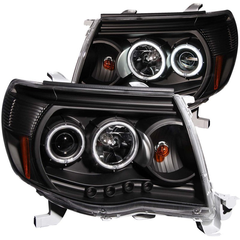 ANZO 2005-2011 Toyota Tacoma Projector Headlights w/ Halo Black - 0