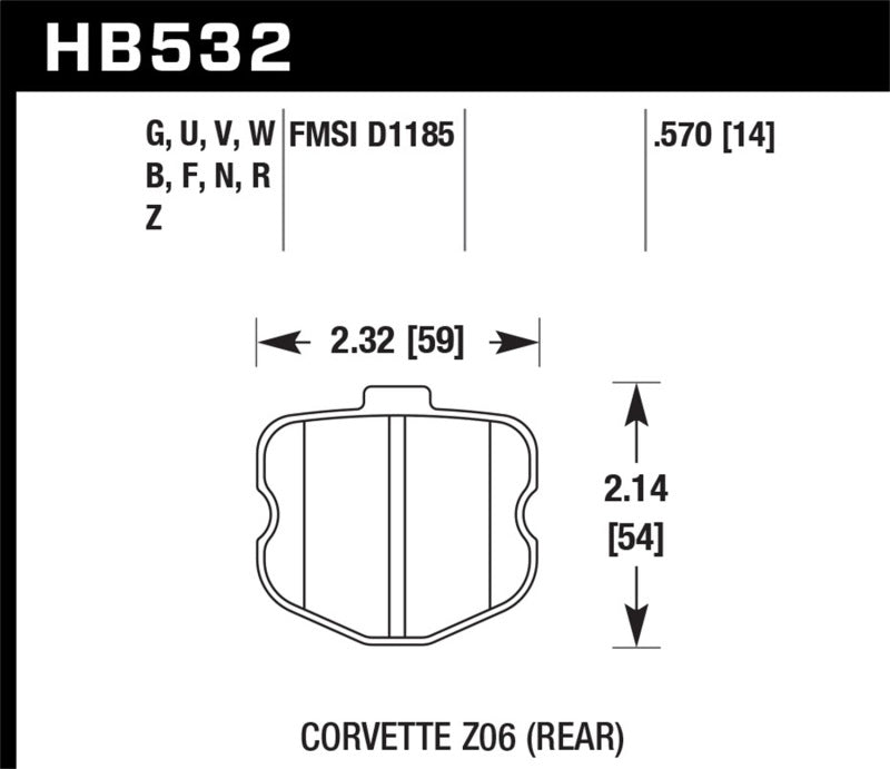 Hawk 06-10 Chevy Corvette (OEM Pad Design) Rear Performance Ceramic Sreet Brake Pads - 0