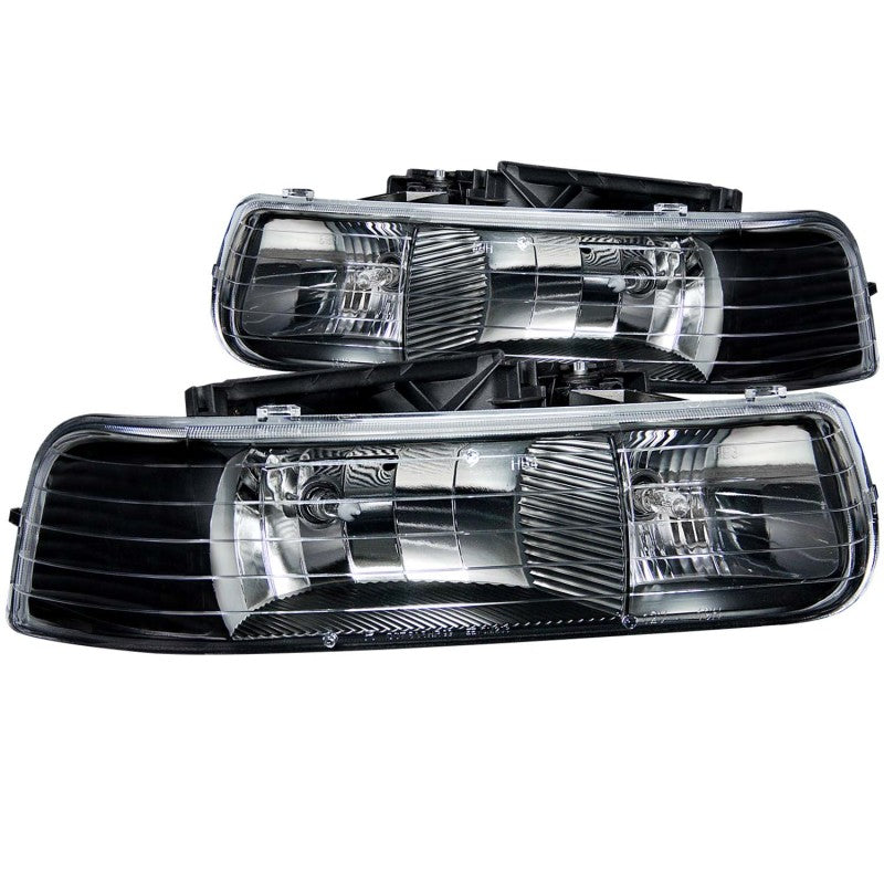 ANZO 1999-2002 Chevrolet Silverado 1500 Crystal Headlights Black - 0