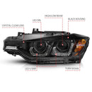 ANZO 2012-2015 BMW 3 Series Projector Headlights w/ U-Bar Black-11