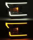 AlphaRex 18-19 Ford F-150 PRO-Series Proj Headlights Plank Style Gloss Blk w/Activ Light/Seq Signal-3