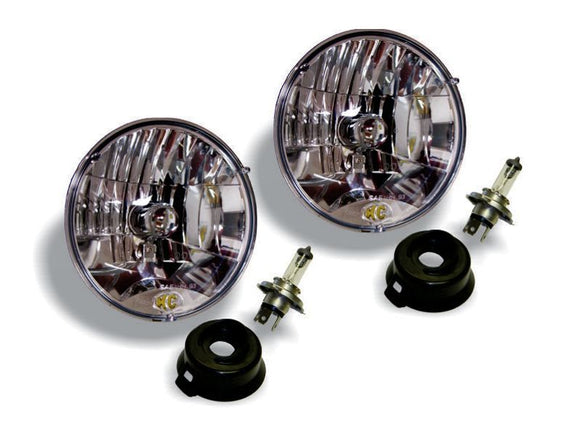 KC HiLiTES Universal/97-06 Jeep TJ 7in. Halogen H4 DOT Headlight 55/60w Lexan (Pair Pack System)