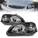 ANZO 1999-2000 Honda Civic Crystal Headlights Black-2