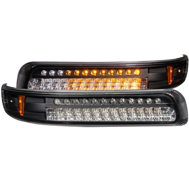 ANZO 1999-2002 Chevrolet Silverado 1500 LED Parking Lights Black w/ Amber Reflector - 0