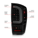 ANZO 16-21 Toyota Tacoma LED Tail Lights - w/ Light Bar Sequential Black Housing & Smoke Lens-9