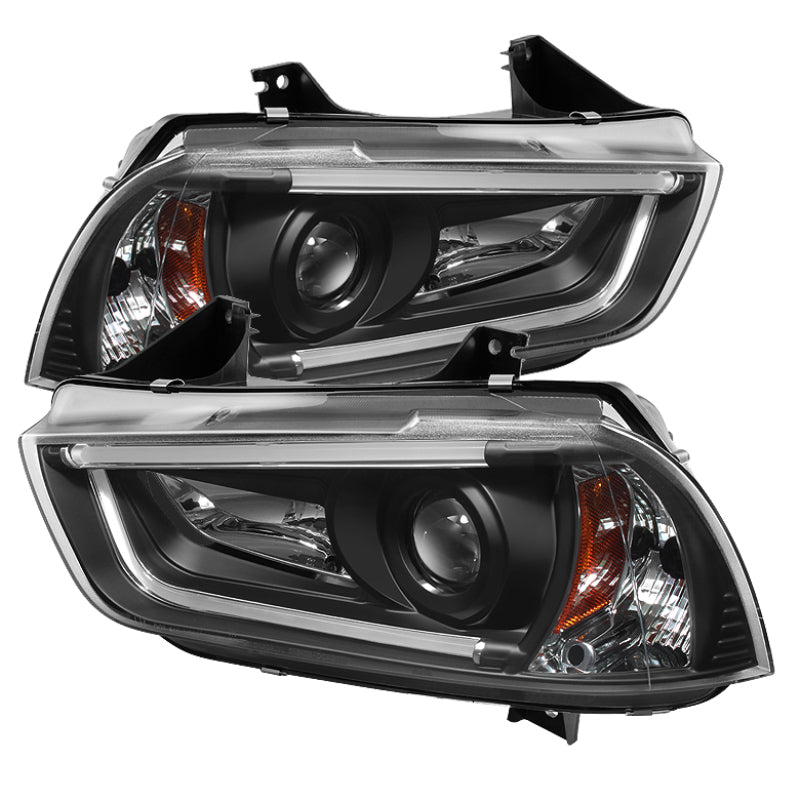 Spyder Dodge Charger 11-14 Projector Headlights Halogen - Light Tube DRL Blk PRO-YD-DCH11-LTDRL-BK - 0