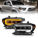 ANZO 16-22 Toyota Tacoma SR/SR5 ONLY Full LED Proj Headlights w/Light Bar Seq. Blk w/Initiation Lgt-1