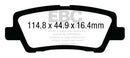 EBC 12+ Cadillac ATS 2.0 Turbo Redstuff Rear Brake Pads-3