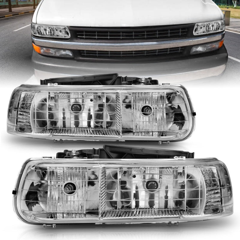 ANZO 1999-2002 Chevrolet Silverado 1500 Crystal Headlights Chrome - 0