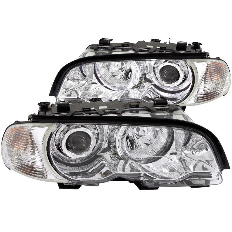 ANZO 2000-2003 BMW 3 Series E46 Projector Headlights w/ Halo Chrome - 0