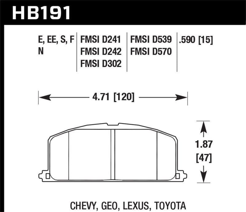 Hawk 86-88 Chevy Nova / 90-92 Geo Prizm GSI / 90-92 Prizm LSI / Toyota (Various) Race Front Brake Pa - 0