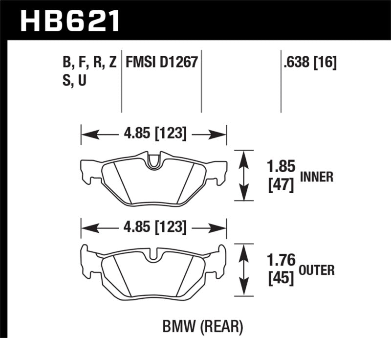 Hawk 2011-2011 BMW 125i HPS 5.0 Rear Brake Pads - 0