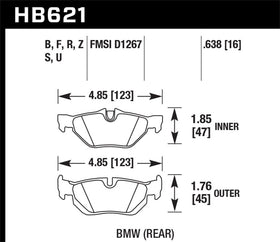 Hawk 08-11 BMW 128i / 10 BMW 323i / 07-11 BMW 328i / 07-11 BMW 328XI DTC-70 Race Rear Brake Pads - 0