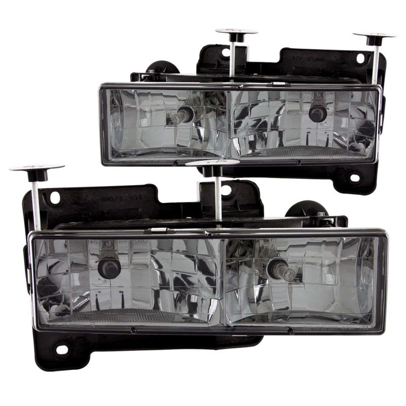 ANZO 1988-1998 Chevrolet C1500 Crystal Headlights w/ Smoke Lens - 0