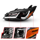 ANZO Projector Headlights With Plank Style Design Black w/Amber 15-16 Toyota Camry (4DR)-9