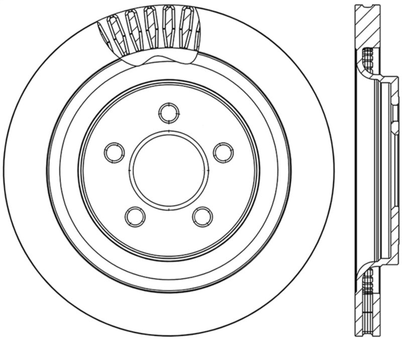 StopTech 2015 Ford Mustang GT w/ Brembo Brakes Left Rear Slotted Brake Rotor - 0