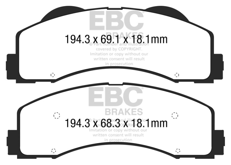 EBC 15+ Ford F150 2.7 Twin Turbo (2WD) Extra Duty Front Brake Pads - 0