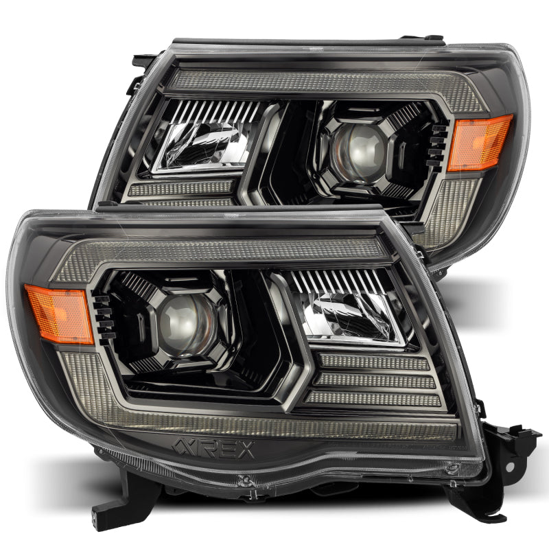 AlphaRex 05-11 Toyota Tacoma PRO-Series Projector Headlights Plank Style Design Alpha Black w/DRL - 0