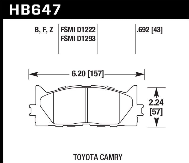 Hawk 10 Lexus ES350 / 07-11 Toyota Camry SE/XLE HPS Street Front Brake Pads - 0