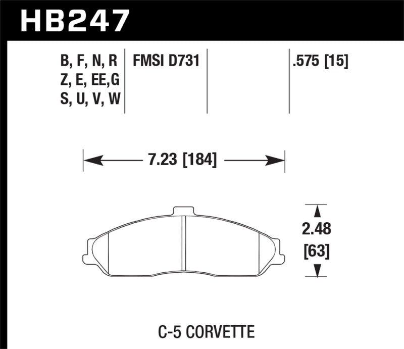 Hawk 2008-2009 Cadillac XLR Platinum HPS 5.0 Front Brake Pads - 0