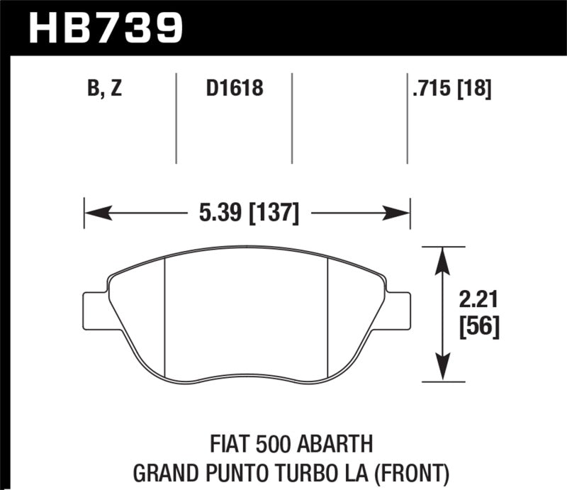 Hawk 2013 Fiat 500 Abarth Front HPS 5.0 Street Brake Pads - 0