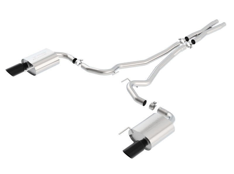 Borla S-Type Cat-Back 15-17 Ford Mustang GT 5.0L V8 MT/AT 2.5in pipe 4in tip (Black Chrome) - 0